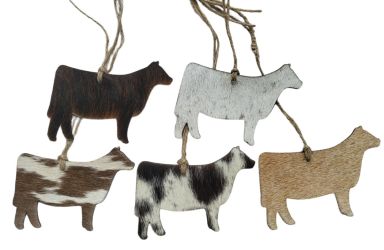 Cowhide Western Leather Christmas Ornaments - Cow