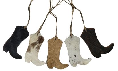 Cowhide Western Leather Christmas Ornaments - Boot