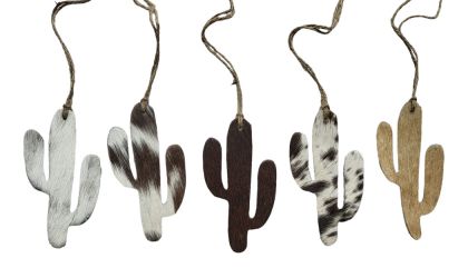 Cowhide Western Leather Christmas Ornaments - Cactus