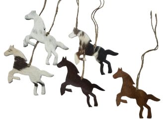 Cowhide Western Leather Christmas Ornaments - Running Horse