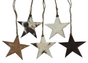Cowhide Western Leather Christmas Ornaments - Star