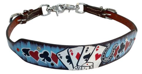 Showman Electric Aces Painted Leather Wither Strap