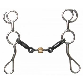 Showman Stainless Steel Training Snaffle Bit with Dogbone and Copper Roller