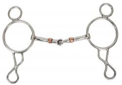 Showman stainless steel wonder gag bit with 5" copper roller snaffle mouth