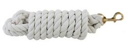 8' White Braided Cotton Lead Rope with Brass Snap
