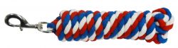 Showman 10' red, white and blue braided cotton lead with swivel bolt snap