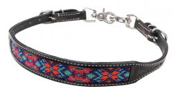 Showman Dark chocolate Argentina cow leather wither strap with beaded inlay