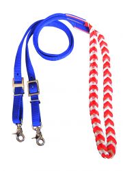 Showman Premium Red, White, and Blue braided nylon contest reins