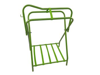 Western or English folding floor saddle rack. Sold in lots of 2. Same color in box. Priced individually #7
