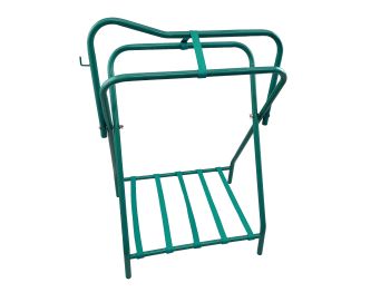 Western or English folding floor saddle rack. Sold in lots of 2. Same color in box. Priced individually #9