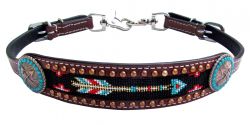 Showman Medium leather wither strap with arrow beaded inlay