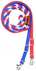 Showman Premium braided Red, White, and Blue nylon contest reins