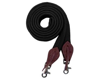 Showman 8' flat cotton roping&#47;barrel reins with scissor snap ends and leather slobber straps #5