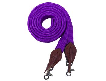 Showman 8' flat cotton roping&#47;barrel reins with scissor snap ends and leather slobber straps #4