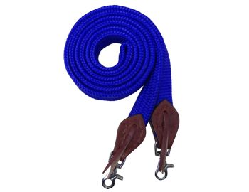 Showman 8' flat cotton roping&#47;barrel reins with scissor snap ends and leather slobber straps #3