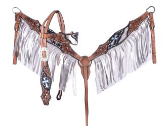 Showman Silver hand painted browband headstall and breast collar set