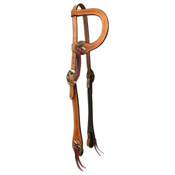 Showman One Ear Light Oiled Headstall with Square Tooling