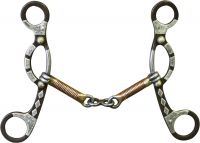 Showman Brown steel sliding gag bit with engraved silver accents on 7" cheeks