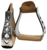 Showman ﻿aluminum polished engraved stirrups with cut out poker design