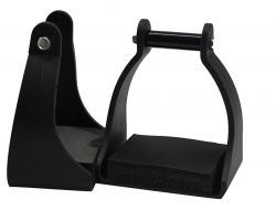 Molded plastic endurance stirrup with rubber tread
