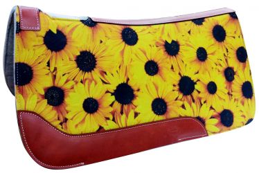 Showman 31" X 32" Sunflower Printed Solid Felt Saddle Pad