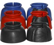 Showman Rubber Bell Boots with Double Velcro Closure