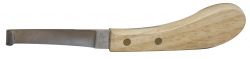 Right handed hoof knife with wooden handle