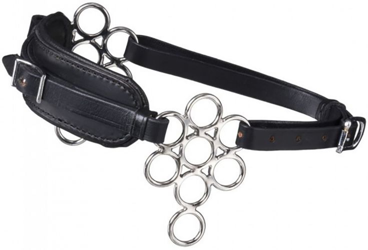 Showman Stainless Steel Leather Nose Multi-Ring Hackamore