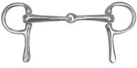 Showman mini/pony chrome plated half cheek snaffle driving bit. Mouth measures 4". Entire cheek measures 3 1/2"