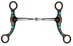 Showman 5.5" Brown steel bit with copper and turquoise studs