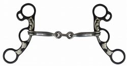 Showman 5.5" dogbone mouth snaffle bit with copper inlays