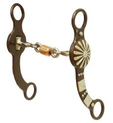 Showman Brown steel concho style bit with copper roller dogbone mouth
