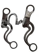 Showman stainless steel chain link round ported bit with brown steel cheeks