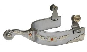 Showman stainless steel spur with downward curved shank