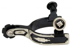 Showman toddler size black steel show spur with silver trim