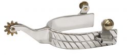 Showman stainless steel spur with 0.75" band and 2" shank. Details are double twisted band