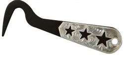 Showman Three star brown steel silver engraved hoof pick. Measures 6" long