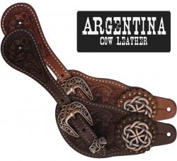 Showman Ladies Size Argentina Cow Leather Celtic Knot Spur Straps