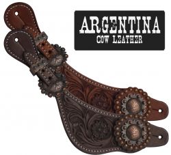 Showman Ladies Size Argentina Cow Leather Copper Concho Spur Straps