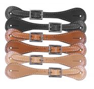Youth leather spur straps. Easily adjust with nickel plated buckle 6"-8"