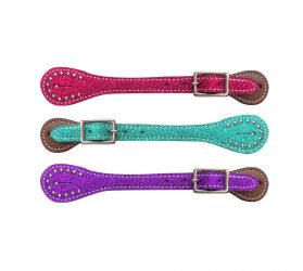 Showman Youth glitter leather spur straps. Sold in pairs