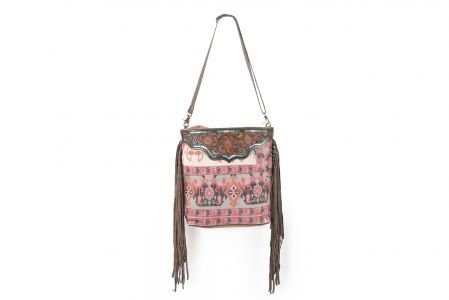 Klassy Cowgirl 14" x 15" Canvas Crossbody Bag with leather fringe