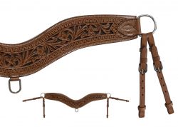 Showman Floral tooled leather tripping collar