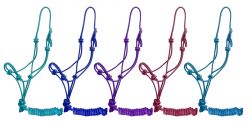 Horse Size Cowboy Knot Halter with Matching Lead. Sold in assorted colors and materials