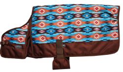 Showman Large Teal and Orange Southwest Design Waterproof Dog blanket