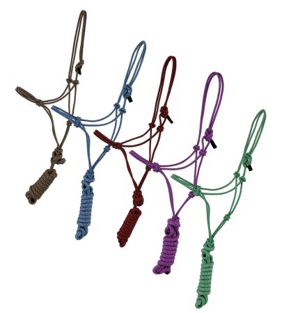 Showman Medium&#47;Large PONY Size Adjustable Cowboy Knot Halter with Removable Lead