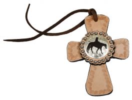 Showman Tie on leather cross with silver pleasure horse concho