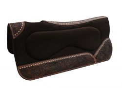 Showman 31" x 32" x 1" Brown felt, built up pad with floral tooled wear leathers