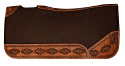 Showman 32" X 31" Contoured felt bottom saddle pad with aztec designed wear leathers