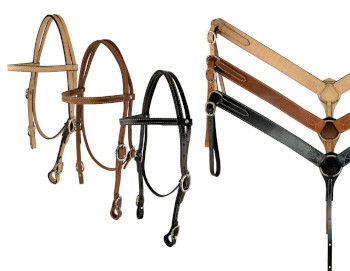 Showman Argentina Cow Leather headstall and breast collar set with reins